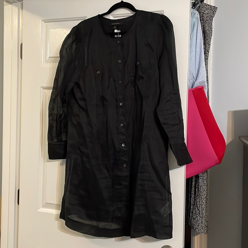 Banana Republic black linen blend shirt dress